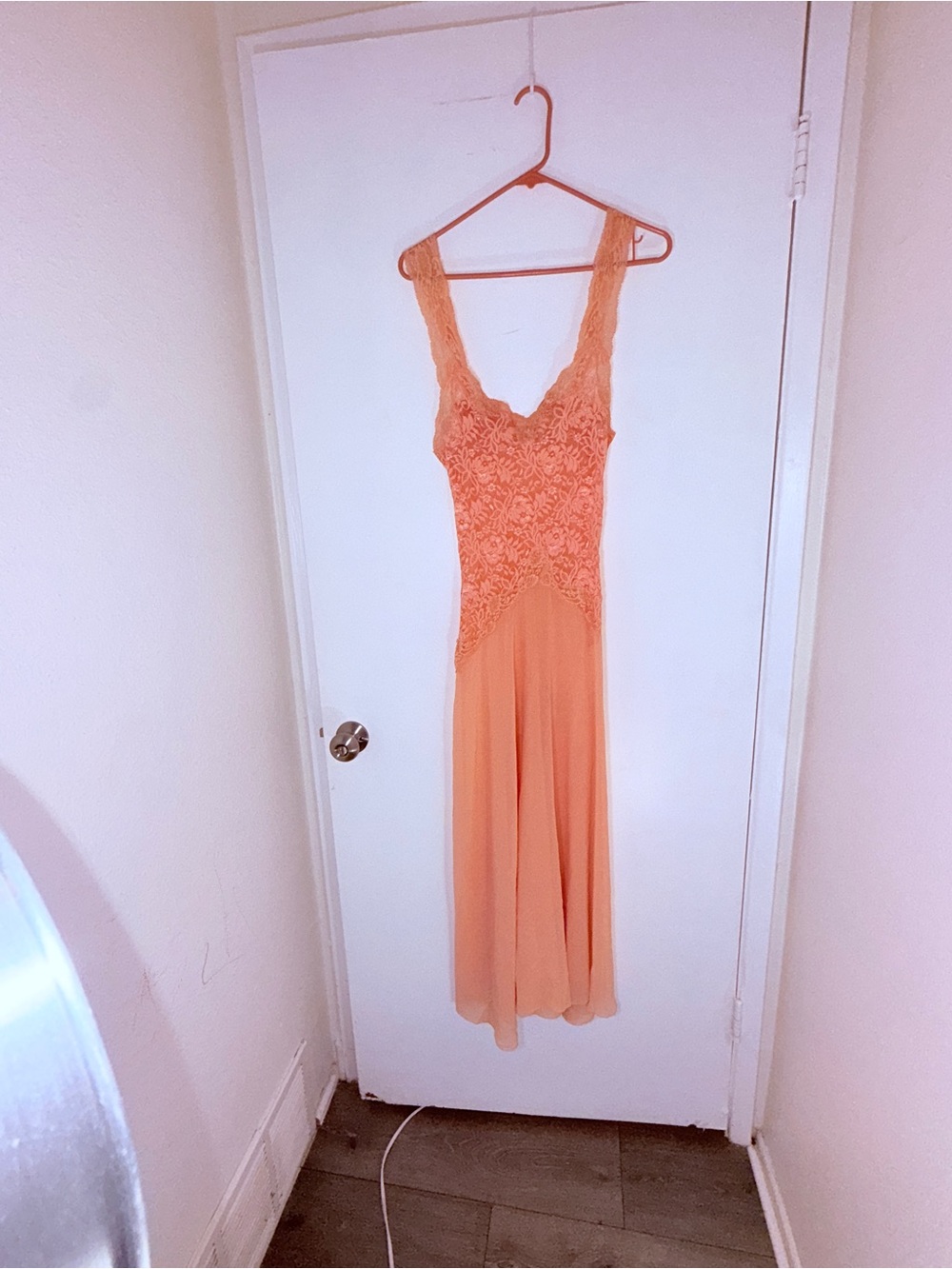 Victoria's Secret vintage Peach Lace Bodice Maxi Dress